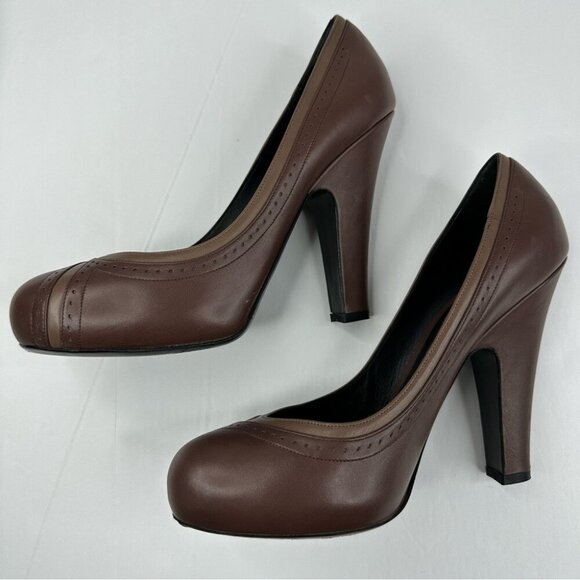 Bottega Veneta Women’s Brown Designer Oxford Leather Platform Heels EU 40 - Picture 7 of 15